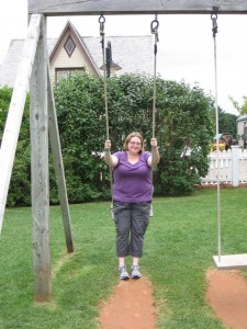 On the swing by the school